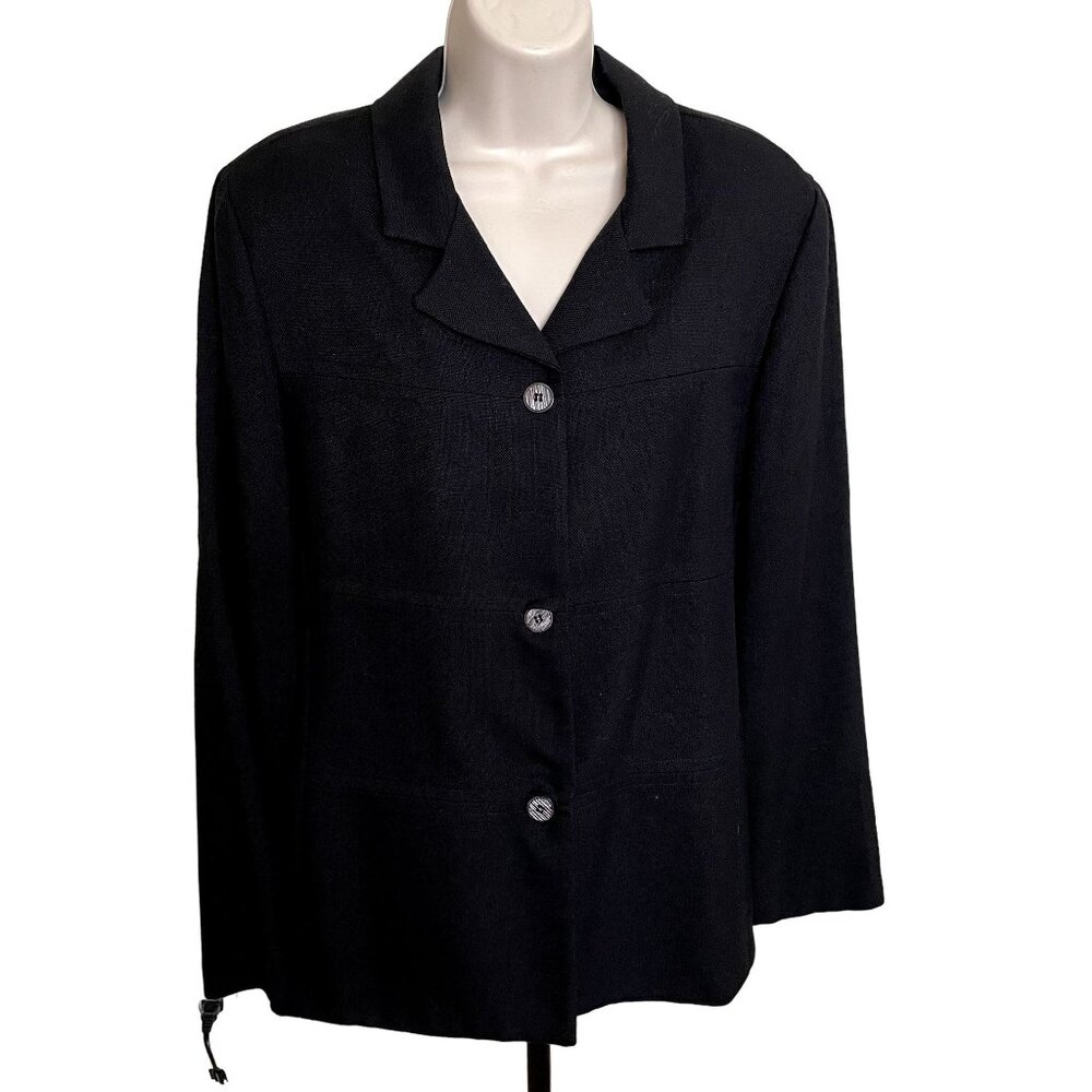 Womens Black Blazer Alfred Dunner Vintage Button Down Jacket Size 14 u